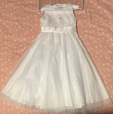 Children’s Dress New White Wedding Smart Ballgown Ceremony Party Fancy • £15