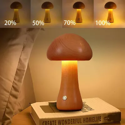 Cordless Mushroom LED Table Lamp Touch Bar Restaurant Night Light Rechargeable • £13.89