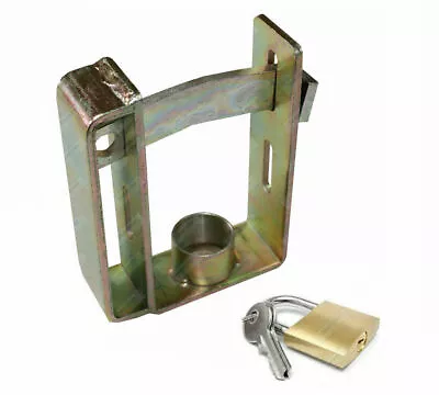 $19.95 • Buy Trailer Coupling Hitch Lock Heavy Duty Steel + PadLock And Keys 2 Stage Locking