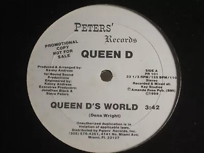 Queen D - Queen D's World 12  Orig '89 Peters Pr-101 Miami Bass Hip Hop Rare Rap • $3.99