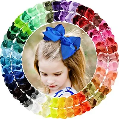 $22.87 • Buy 40 Colors 6Inch Hair Bows Clips Large Big Grosgrain Ribbon Hair Bows Alligator