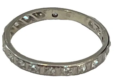 Vintage Antique Platinum Mine Cut Diamond Eternity Band Ring Size 7 3/4 • $895