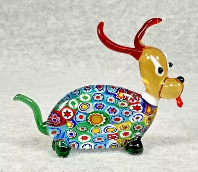 Murano Italy Venetian Art Glass Millefiori Puppy Dog Figure Figurine • $14.99