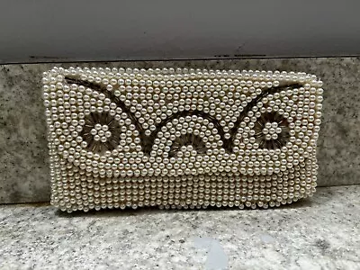 Evening Clutch Bag Purse Vintage Pearl & Gold Beads-excellent Condition💕 • $16.95