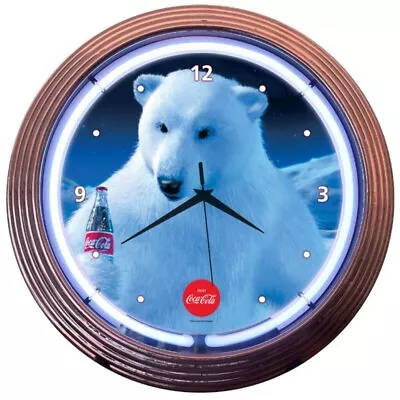 Coca Cola Polar Bear Neon Clock Sign Wall Lamp Light Soda Machine Vendo 44 39 81 • $63.99