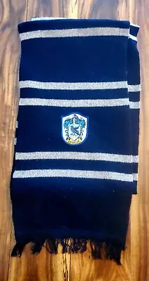 $15 • Buy Harry Potter Ravenclaw 2-Tone Blue Winter Acrylic 6ft Scarf Fringe Stripes Patch