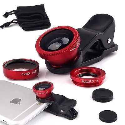 £6.56 • Buy Macro Camera Clip-on Lens For IPhone 7 8 6S 5 SE 5S, 3in1 Fish Eye + Wide Angle