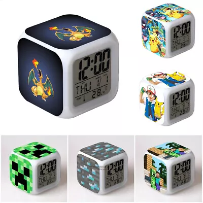 $13.49 • Buy Minecraft Creeper Game Pokemon Pikachu  LED Alarm Clock Digital Kids Gift AU
