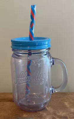 Aladdin Mason 16 Oz Double Wall Plastic Tumbler Jar Teal/Red Straw And Teal Lid • $16.95