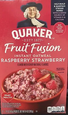 QUAKER Instant Oatmeal Fruit Fusion Raspberry Strawberry ( 6 ) 1.41 Oz Packets • $17.99