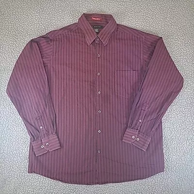 J Ferrar Shirt Mens XL Burgundy Black Pinstripe Long Sleeve Casual Button Down • $14.85