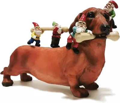 Dachshund Garden Gnomes Statues Outdoor Funny Decorations Yard Weiner Decor • $49.42