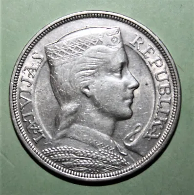 S11 - Latvia 5 Lati 1932 AU / Uncirculated Large Silver Coin - Better Date • $72.77