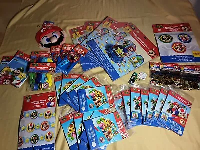 Super Mario Bros 37 Pieces Party Supplies Decorating Kits Invitations Thank You • $99.99