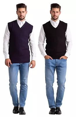 Men's V-Neck  Sleeveless Classic Jumper Knitwear Gentleman Cardigans Sweater • £8.99