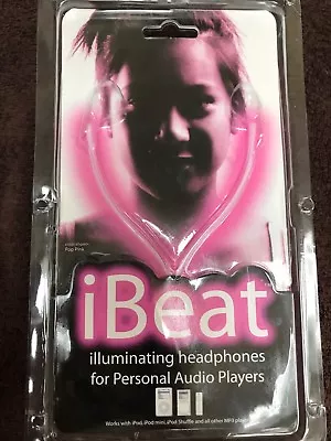 IBEAT NASTALGIC Earbuds Pop Pink Glowing Cable Headphones NEW ILLUMINATING  • $1.99