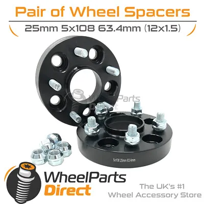 Bolt-On Wheel Spacers (2) 5x108 63.4 25mm For Jaguar F-Type S 13-20 • $68.44