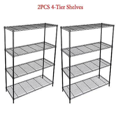 2PCS 4-Tier Metal Wire Rack Shelving Unit Kitchen Garage Rack Heavy Duty Storage • $80.58