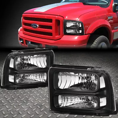 For 05-07 Ford F250 F350 Super Duty Black Housing Clear Corner Headlight Lamps • $64.88
