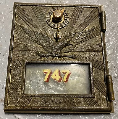 Antique Cast Bronze Flying Eagle Combination USPS P.O Box Door 6 1/4  By 5 1/2  • $59.99