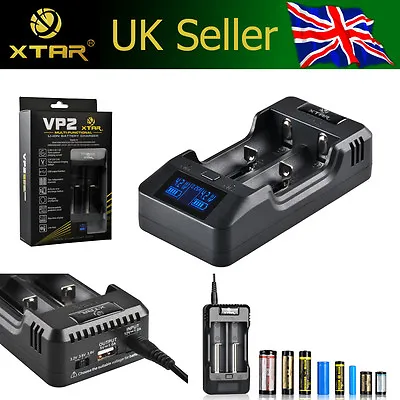 XTAR VP2 Li-ion/IMR Battery Charger Multi Voltage 3.6V/4.2V/4.35V *UK VERSION* • £18.99