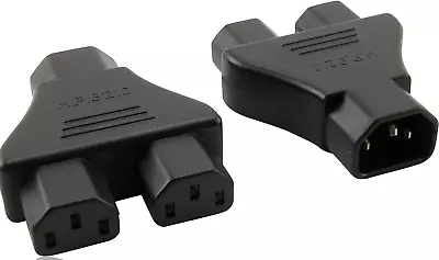 IEC Y Splitter Mains Power Adapter 10A 240V 1x C14 Male To 2x C13 Female Way • £6.03