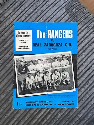 1967 Rangers V Real Zaragoza European Cup Winners Ecwc Quarter Final Programme • £3.75