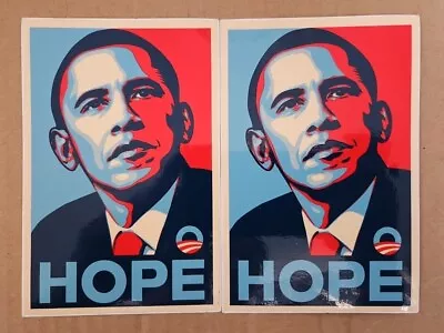 (2) Barack Obama Authentic Shepard Fairey 2008 HOPE Campaign Sticker 4  X 6  • $10