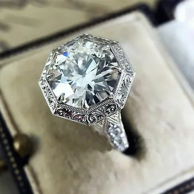 $2.05 • Buy Elegant 925 Silver Filled Women Ring Cubic Zircon Wedding Jewelry Gift Sz 6-10