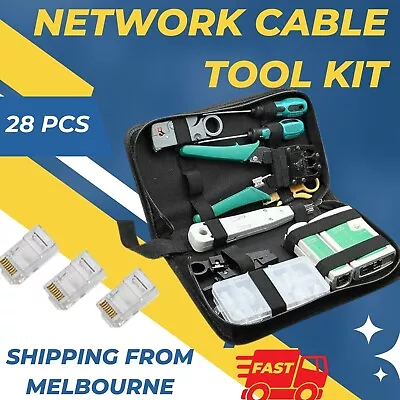 Analyzer Network Cable Tool Kit LAN Crimper Down Wire Stripper Cat5 6 RJ45 BAG • $21.99