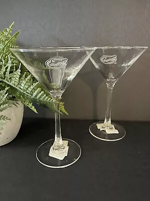 2 Officially Licensed University Of Florida Gators Etched Martini Glasses • $20