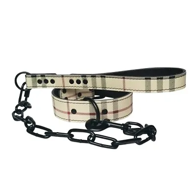 2  Wide Great Dane Leather Collar And Leash With Vinyl Designer Print 22  To 26  • $94.99