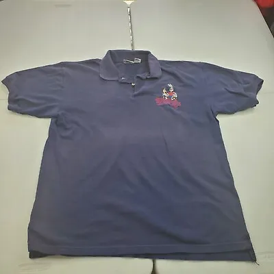 VTG 1994 Looney Tunes World Cup USA Soccer Futbol Blue Polo Shirt Bugs Bunny L • $13.59