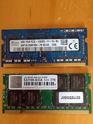 Hynix 4gb DDR3 / Transcend 2 Gb DDR2  Laptop RAM. • $15