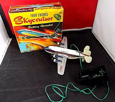 Vintage Tin Battery-Operated 4 Engine Skycruiser Plane Marx Hong Kong. VGiB • $12.57