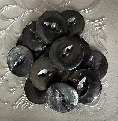 (6) Large Vintage Mother Of Pearl Buttons Unique Gun-Metal Gray Finish • $7.50