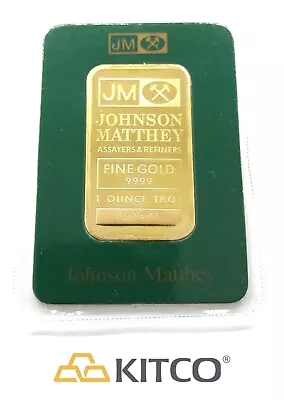 Vintage Johnson Matthey 1 Oz Fine Gold Minted Bar 9999 Green Assay Card #B 57471 • $2600