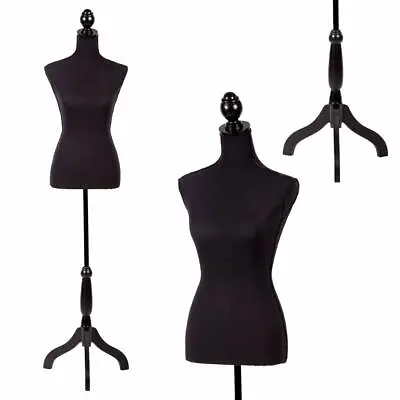 Female Mannequin Torso Dress Form Manikin Body With Wooden Tripod Base Stand • $42.99