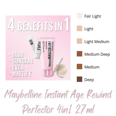 Maybelline Instant Age Rewind Perfector 4in1 27ml Available In 6 Shades Pick Now • £10.99
