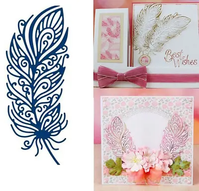 Feather Metal Cutting Die Stencil Scrapbooking Card Making DIY Crafts • £3.59