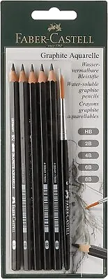 Faber-Castell Graphite Aquarelle 5 Grades Pencils With Brush • $12.99