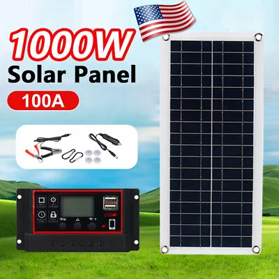 1000W Solar Panel Kit 100A Controller 12V Battery Charger Dual USB Caravan Boat • $33.82