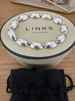 Genuine LINKS OF LONDON Hallmarked Sterling Silver Puff Oval Bracelet With Box • £65