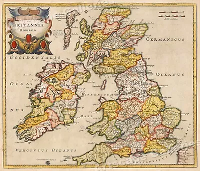 Britannia Romana 1695 Vintage Style Roman England Provincial Map - 24x28 • $23.95