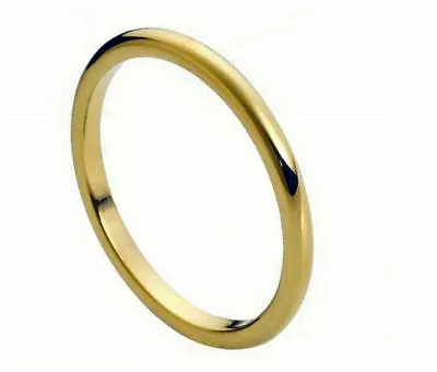 2mm Men's Or Ladies Tungsten Carbide Gold Plated Domed Wedding Band Ring • $22.46