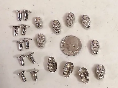 Pkg Of 10 SILVER SKULLS Metal Rivet Studs 1/2  X 5/16  Crafts (1083) 9mm Post • $5.55