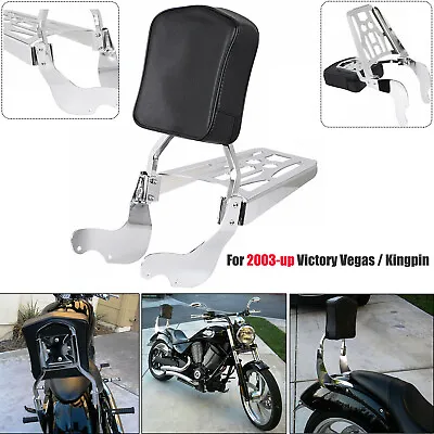 Black Sissy Bar Backrest With Luggage Rack For Victory Vegas KingPin 8Ball 13-20 • $136.78