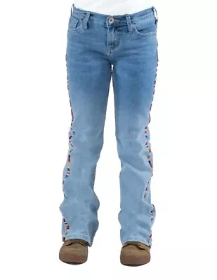 Cowgirl Tuff Western Jeans Girls Rainbow Bootcut 5 Reg Light GJRBOW • $59.94