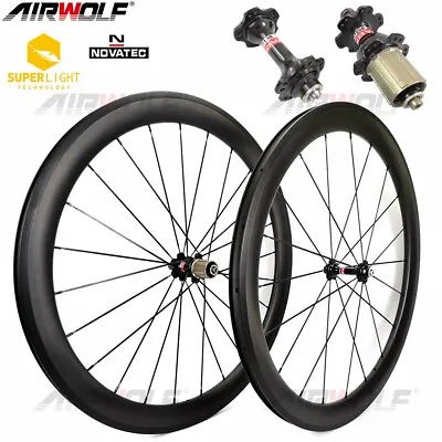 AIRWOLF 700c Carbon Road Bike Wheels Racing Bicycle Wheelset Rim Brake Novatec • $696.66