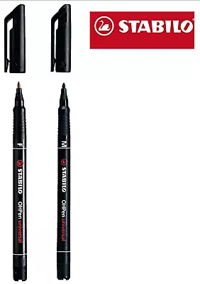 STABILO OHP Pen Permanent MEDIUM And FINE Point BLACK Ink • £3.97